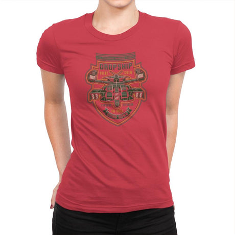 Express Elevator to Hell - Extraterrestrial Tees - Womens Premium T-Shirts RIPT Apparel Small / Red