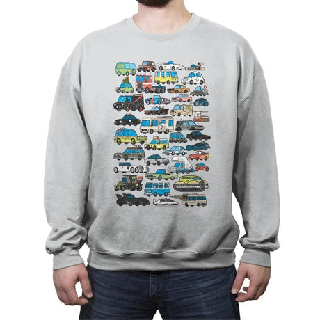 Famous Cars - Anytime - Crew Neck Sweatshirt Crew Neck Sweatshirt RIPT Apparel Small / Sport Gray