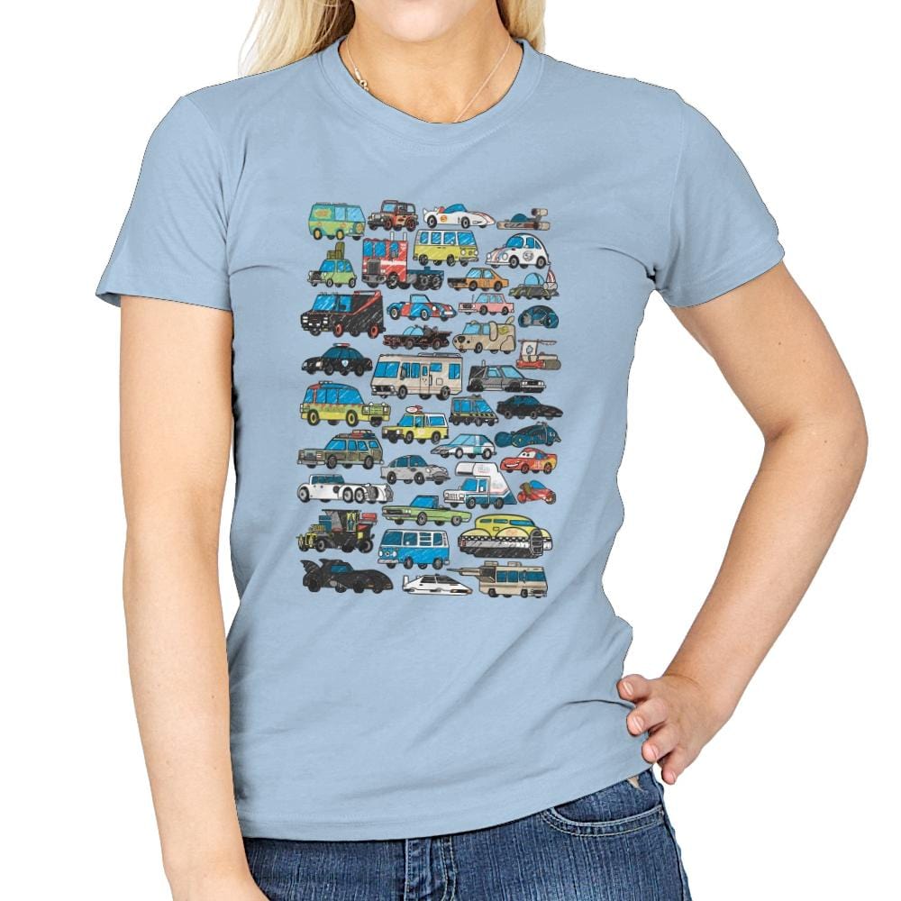 Famous Cars - Anytime - Womens T-Shirts RIPT Apparel Small / Light Blue