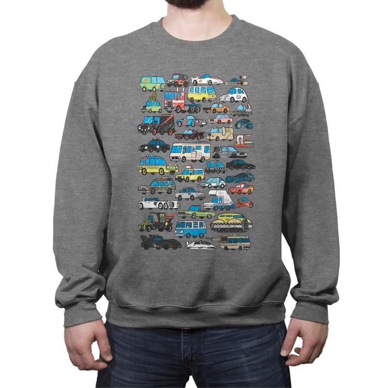 Famous Cars - Crew Neck Sweatshirt Crew Neck Sweatshirt RIPT Apparel