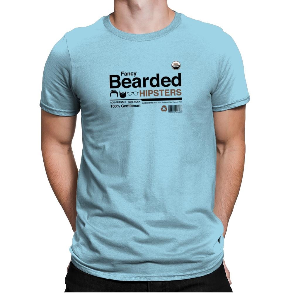 Fancy Bearded Hipster - Mens Premium T-Shirts RIPT Apparel Small / Light Blue