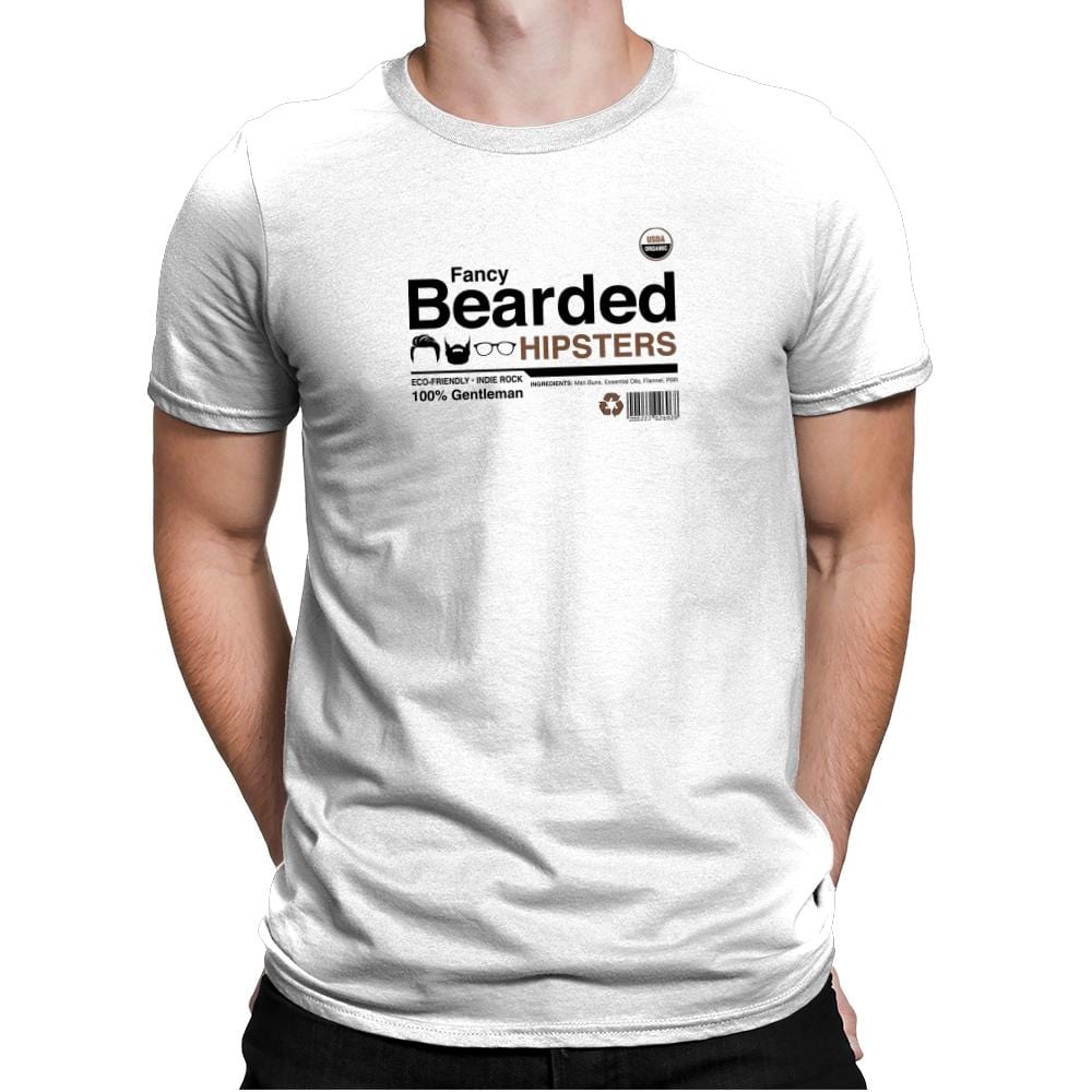 Fancy Bearded Hipster - Mens Premium T-Shirts RIPT Apparel Small / White