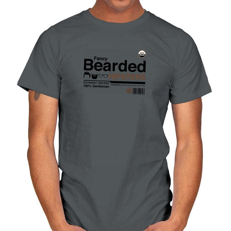 Fancy Bearded Hipster - Mens T-Shirts RIPT Apparel Small / Charcoal