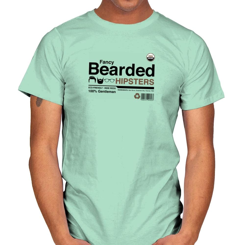 Fancy Bearded Hipster - Mens T-Shirts RIPT Apparel Small / Mint Green