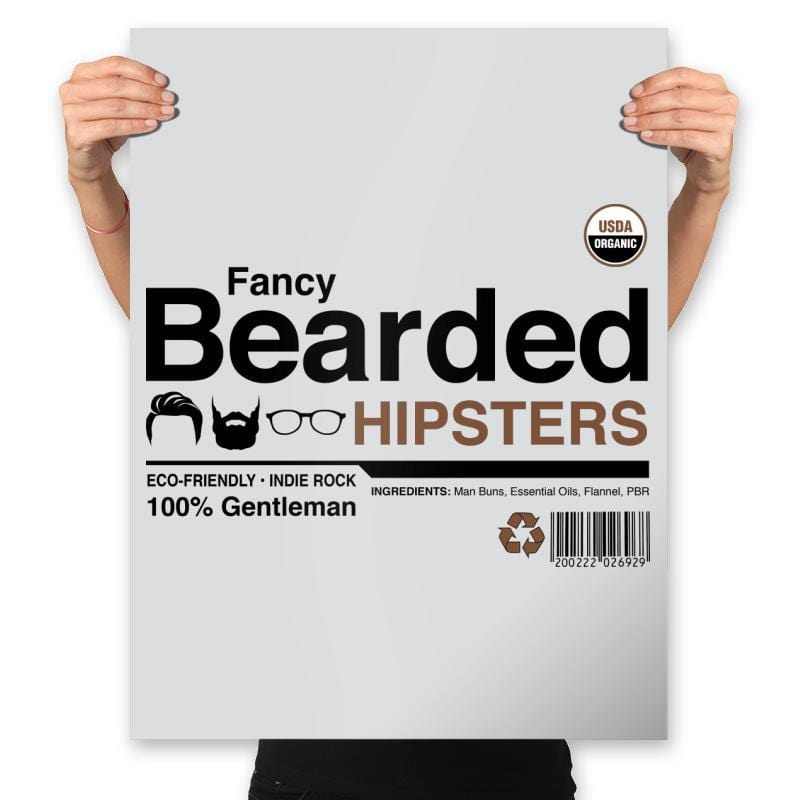 Fancy Bearded Hipster - Prints Posters RIPT Apparel 18x24 / Silver