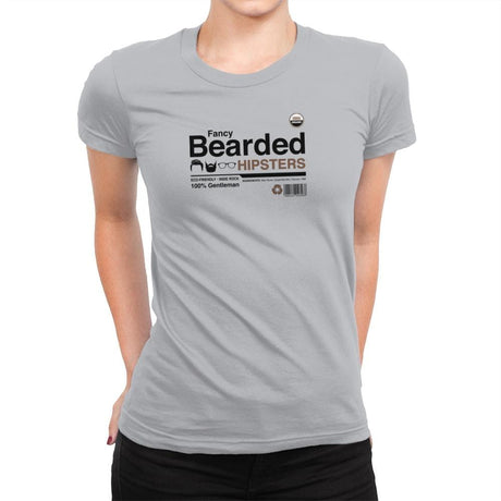 Fancy Bearded Hipster - Womens Premium T-Shirts RIPT Apparel Small / Silver