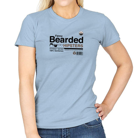 Fancy Bearded Hipster - Womens T-Shirts RIPT Apparel Small / Light Blue