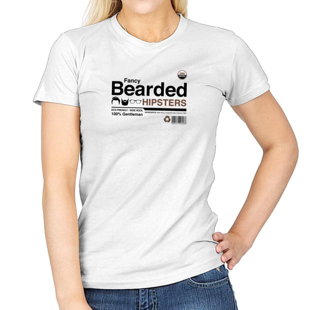Fancy Bearded Hipster - Womens T-Shirts RIPT Apparel Small / White