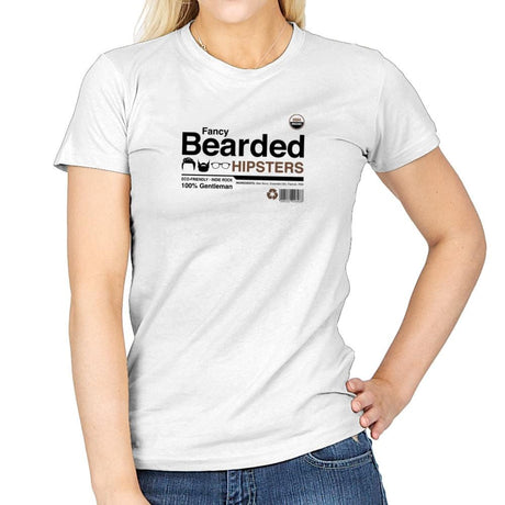Fancy Bearded Hipster - Womens T-Shirts RIPT Apparel Small / White