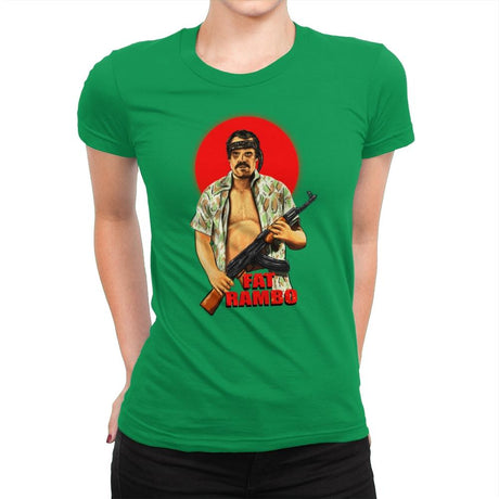 Fat Rambo - Womens Premium T-Shirts RIPT Apparel Small / Kelly Green