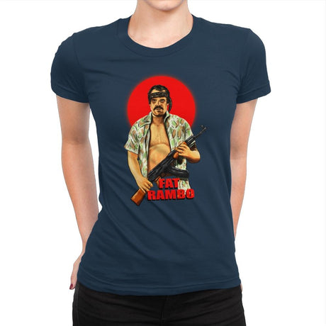 Fat Rambo - Womens Premium T-Shirts RIPT Apparel Small / Midnight Navy
