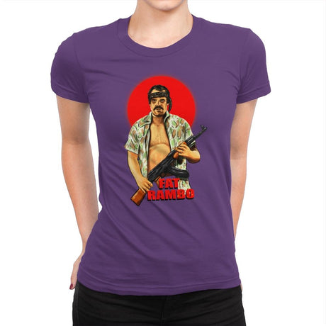 Fat Rambo - Womens Premium T-Shirts RIPT Apparel Small / Purple Rush