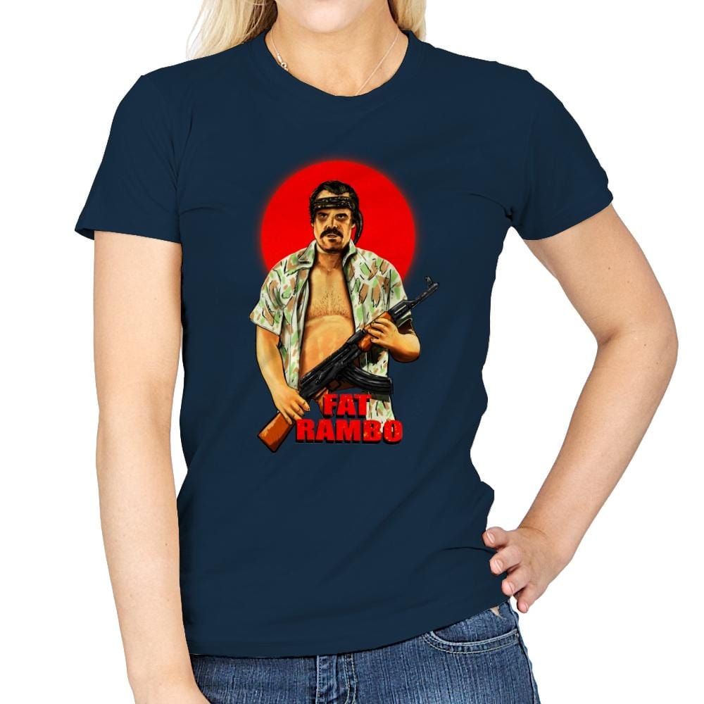 Fat Rambo - Womens T-Shirts RIPT Apparel Small / Navy
