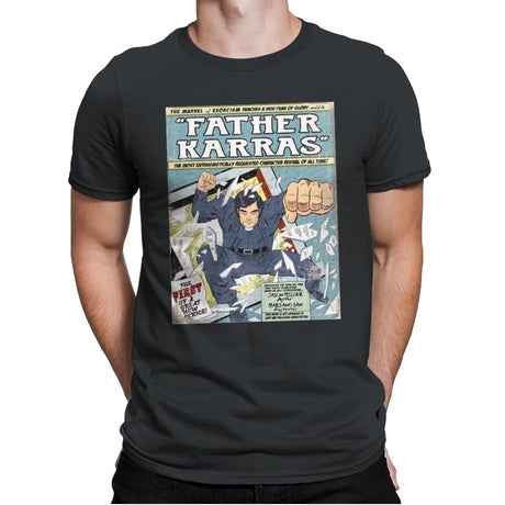Father Karras - Mens Premium T-Shirts RIPT Apparel Small / Heavy Metal