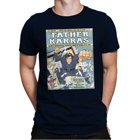 Father Karras - Mens Premium T-Shirts RIPT Apparel Small / Midnight Navy