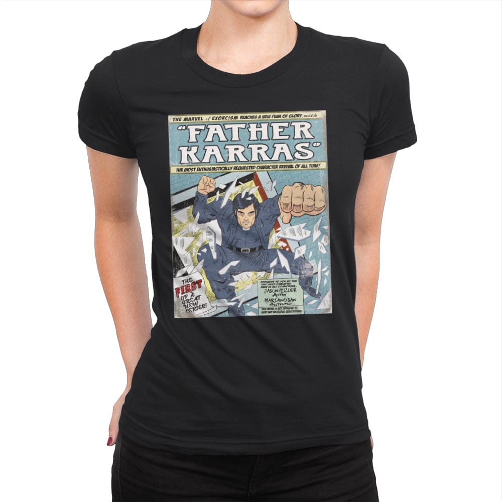 Father Karras - Womens Premium T-Shirts RIPT Apparel Small / Black
