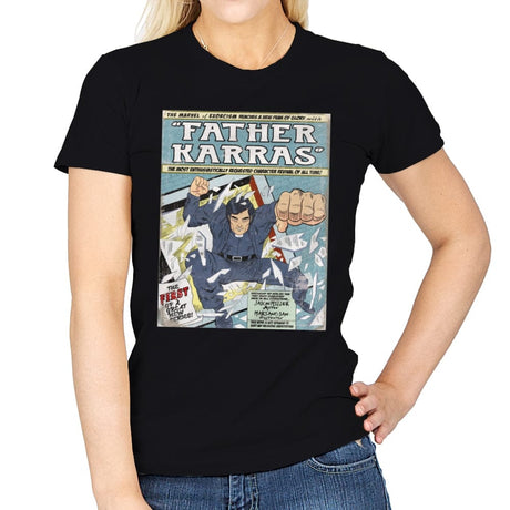Father Karras - Womens T-Shirts RIPT Apparel Small / Black