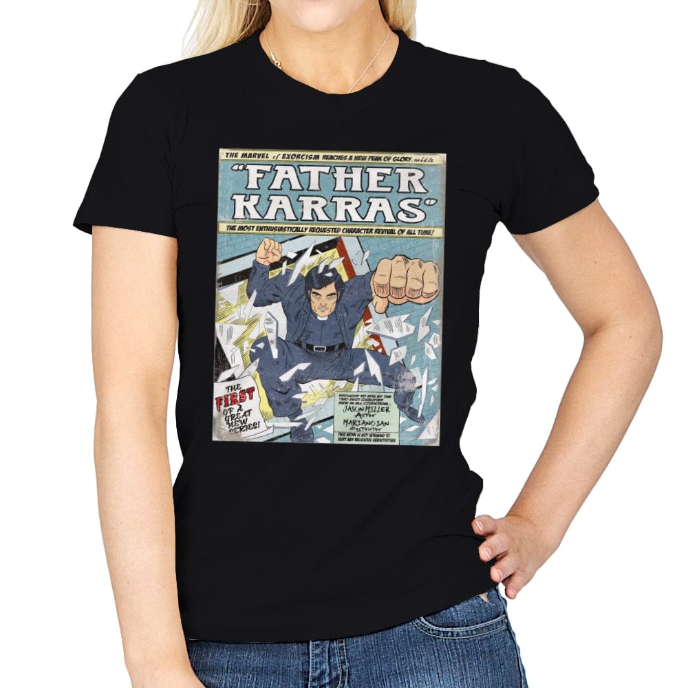 Father Karras - Womens T-Shirts RIPT Apparel Small / Black