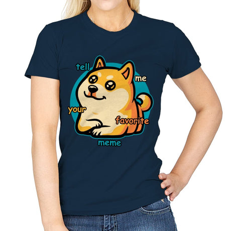 Favorite Meme Dog - Womens T-Shirts RIPT Apparel Small / Navy