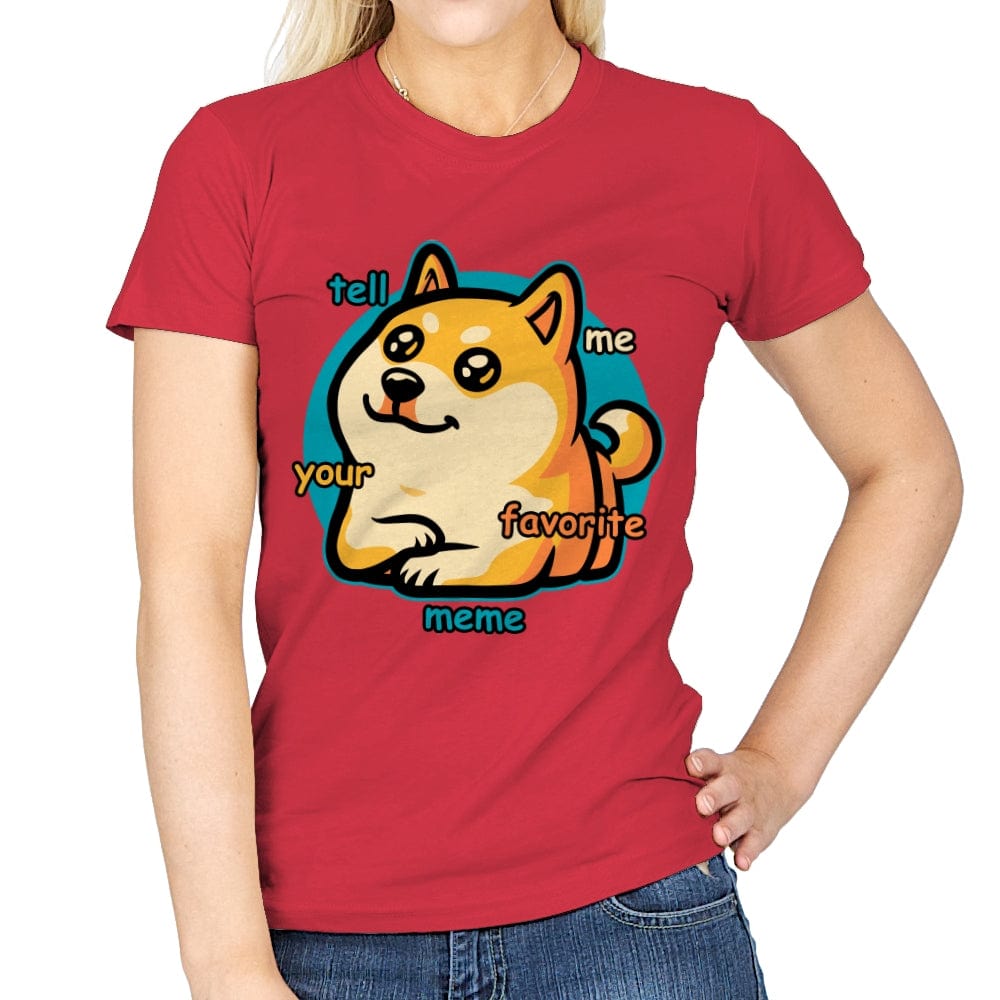 Favorite Meme Dog - Womens T-Shirts RIPT Apparel Small / Red