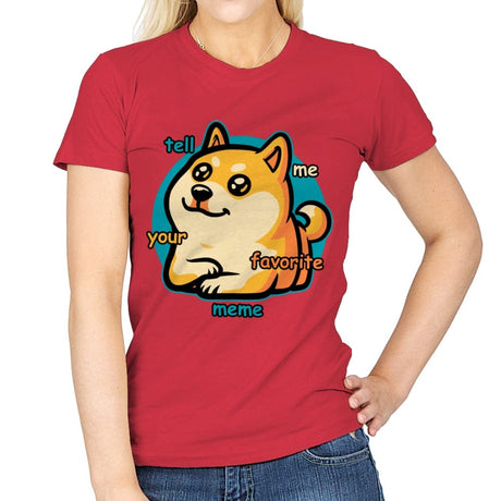 Favorite Meme Dog - Womens T-Shirts RIPT Apparel Small / Red
