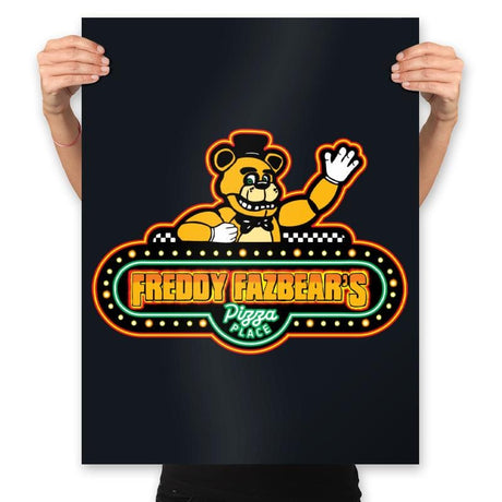 Fazbear's Pizza - Prints Posters RIPT Apparel 18x24 / Black