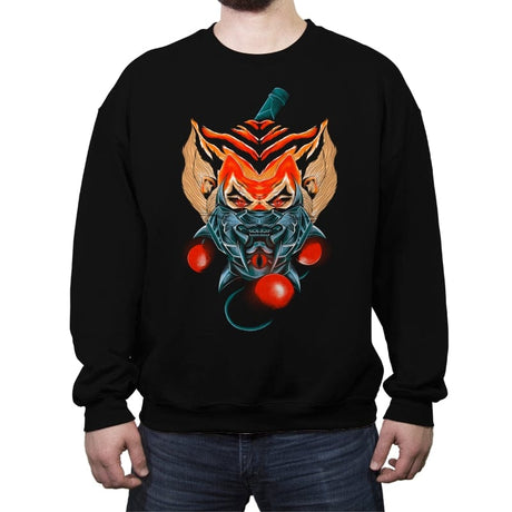 Feline Samurai 2 - Crew Neck Sweatshirt Crew Neck Sweatshirt RIPT Apparel Small / Black