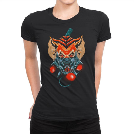 Feline Samurai 2 - Womens Premium T-Shirts RIPT Apparel Small / Black