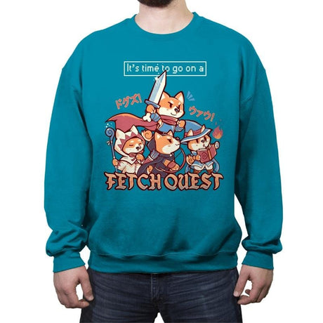Fetch Quest - Crew Neck Sweatshirt Crew Neck Sweatshirt RIPT Apparel Small / Turquoise