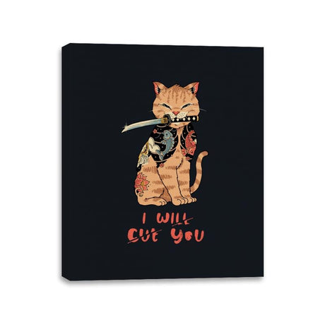 Fierce Tattooed Cat Meowster - Canvas Wraps Canvas Wraps RIPT Apparel 11x14 / Black