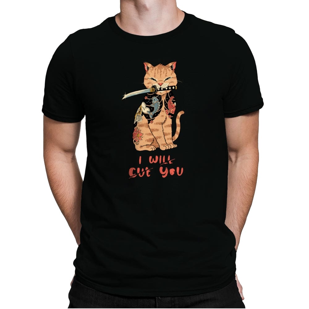 Fierce Tattooed Cat Meowster - Mens Premium T-Shirts RIPT Apparel Small / Black