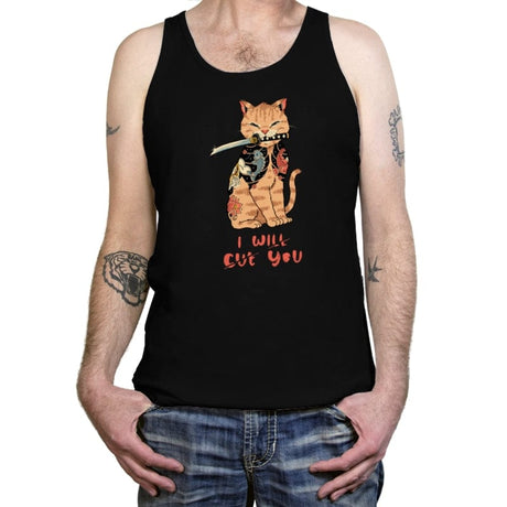 Fierce Tattooed Cat Meowster - Tanktop Tanktop RIPT Apparel X-Small / Black