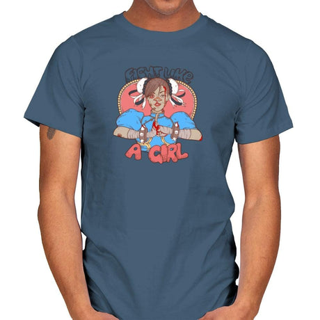 Fight Like A Girl Exclusive - Mens T-Shirts RIPT Apparel Small / Indigo Blue