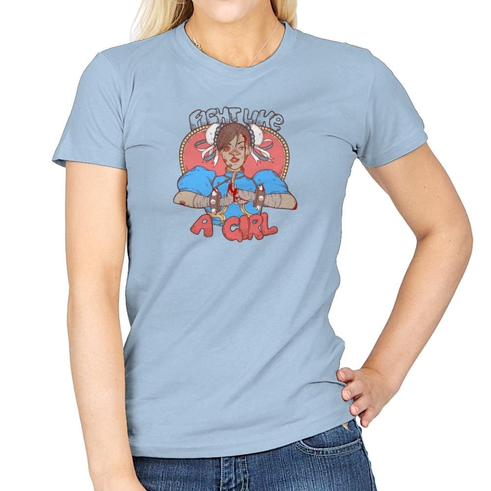 Fight Like A Girl Exclusive - Womens T-Shirts RIPT Apparel Small / Light Blue