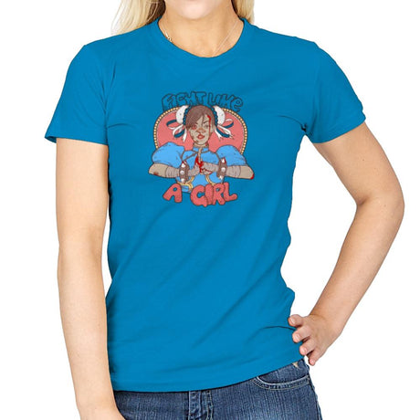 Fight Like A Girl Exclusive - Womens T-Shirts RIPT Apparel Small / Sapphire