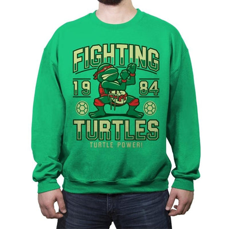 Fighting Turtles - Crew Neck Sweatshirt Crew Neck Sweatshirt RIPT Apparel Small / Irish Green