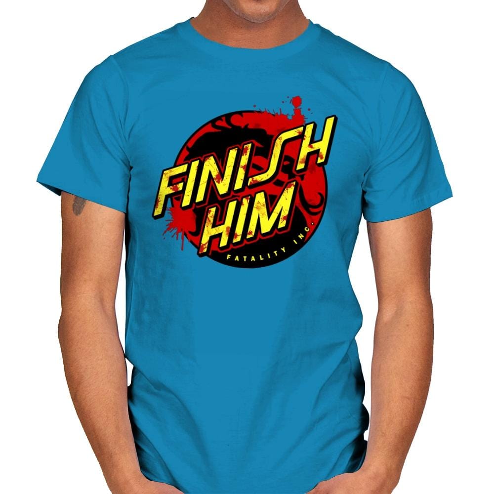 Finish Him! - Mens T-Shirts RIPT Apparel Small / Sapphire