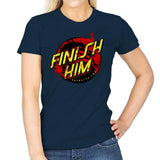 Finish Him! - Womens T-Shirts RIPT Apparel Small / Navy