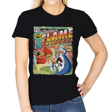 Fire and Flame - Womens T-Shirts RIPT Apparel Small / Black