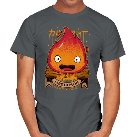 Fire Demon - Mens T-Shirts RIPT Apparel Small / Charcoal