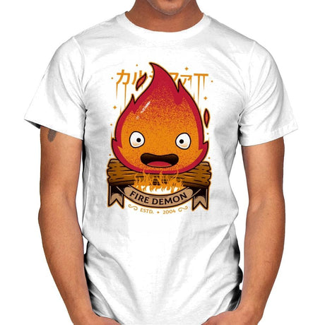 Fire Demon - Mens T-Shirts RIPT Apparel Small / White