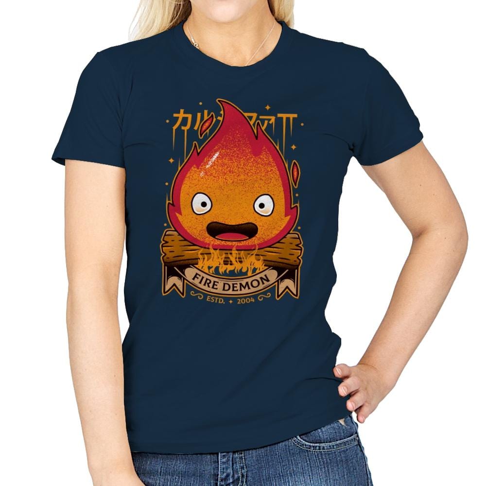 Fire Demon - Womens T-Shirts RIPT Apparel Small / Navy