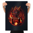 Fire Dragon - Prints Posters RIPT Apparel 18x24 / Black