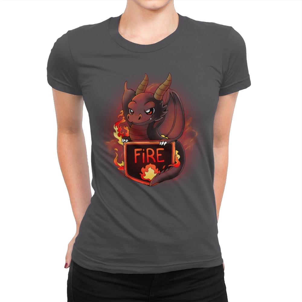 Fire Dragon - Womens Premium T-Shirts RIPT Apparel Small / Heavy Metal