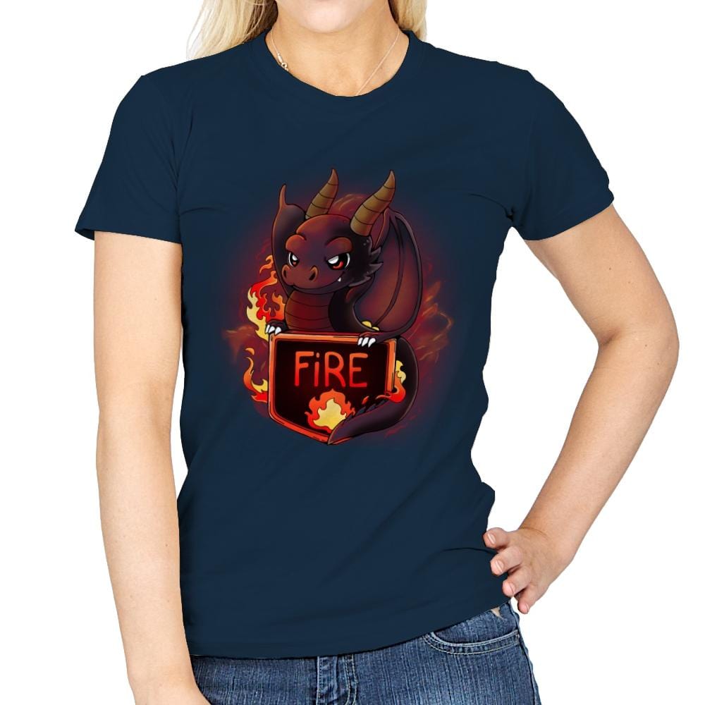 Fire Dragon - Womens T-Shirts RIPT Apparel Small / Navy
