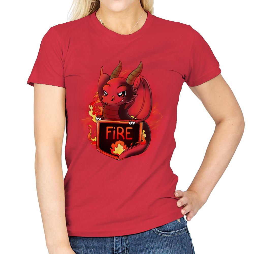 Fire Dragon - Womens T-Shirts RIPT Apparel Small / Red