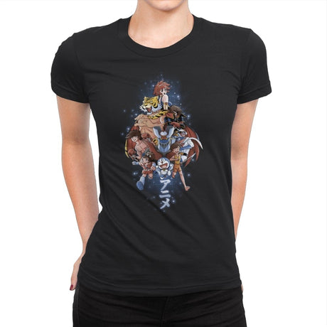 First Anime Heroes - Womens Premium T-Shirts RIPT Apparel Small / Black