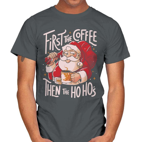 First the Coffee - Mens T-Shirts RIPT Apparel Small / Charcoal