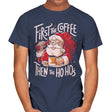 First the Coffee - Mens T-Shirts RIPT Apparel Small / Navy