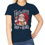 First the Coffee - Womens T-Shirts RIPT Apparel Small / Navy